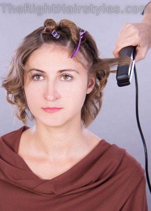 как to shape messy curls with a flat iron