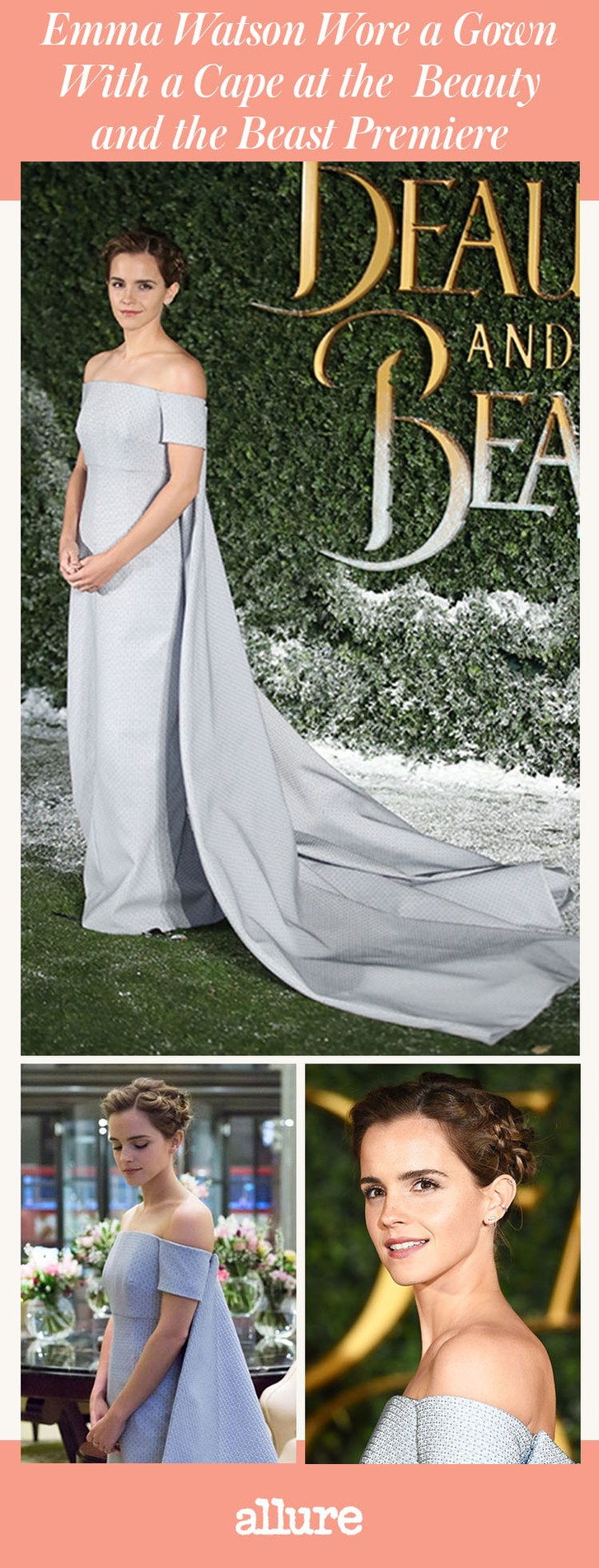 Emma Watson trägt ein Emilia Wickstead-Kleid mit einem Cape bei der Premiere von 
