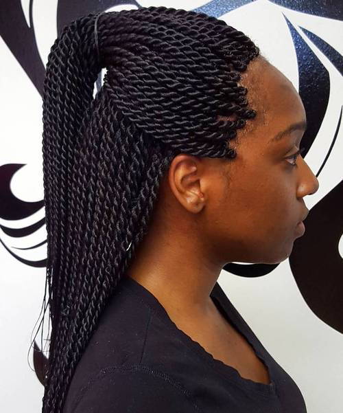 polovina up ponytail for Senegalese twists