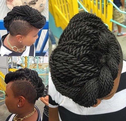 mohawk updo with Senegalese twists