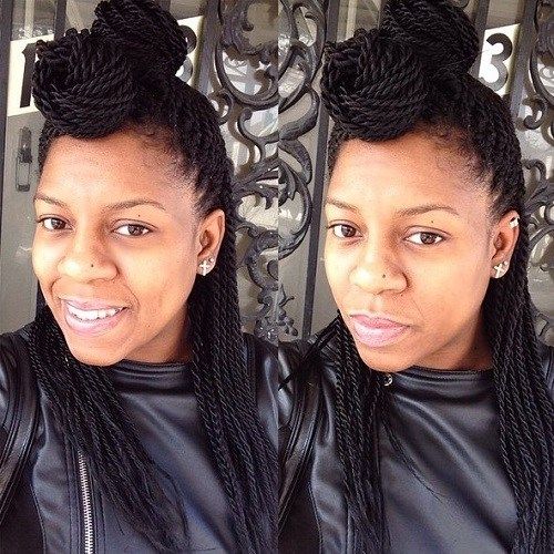 две buns half updo for Senegalese twists