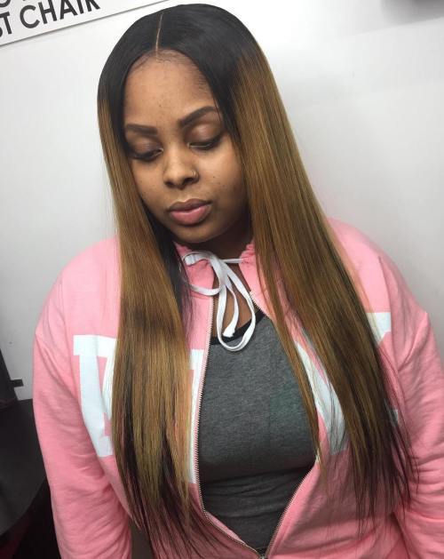 Dlouho Centre-Parted Sew In Hairstyle