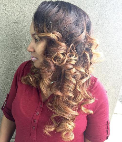 къдрав Sew In Hairstyle With Ombre