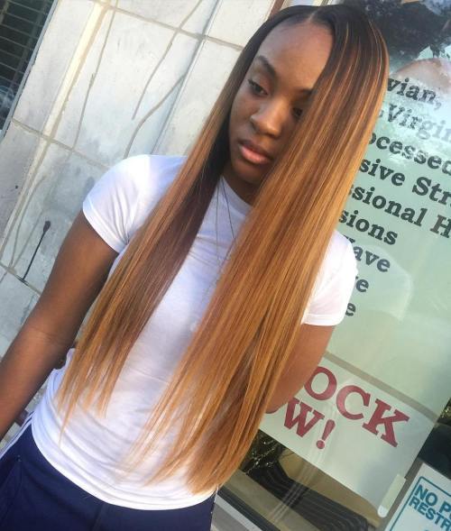 Dlouho Straight Caramel Sew In Hair
