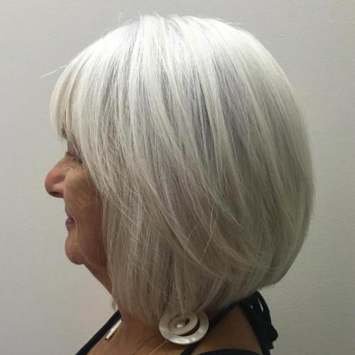 Dlouho Gray Bob With Bangs For Year Olds