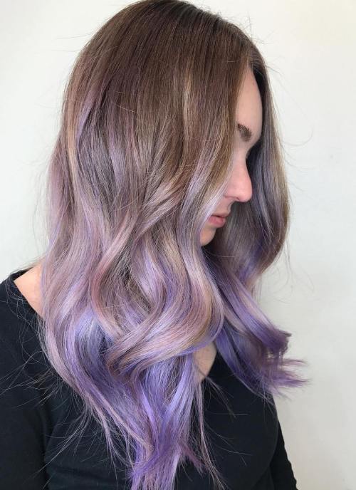 Hnědý Hair With Pastel Purple Balayage