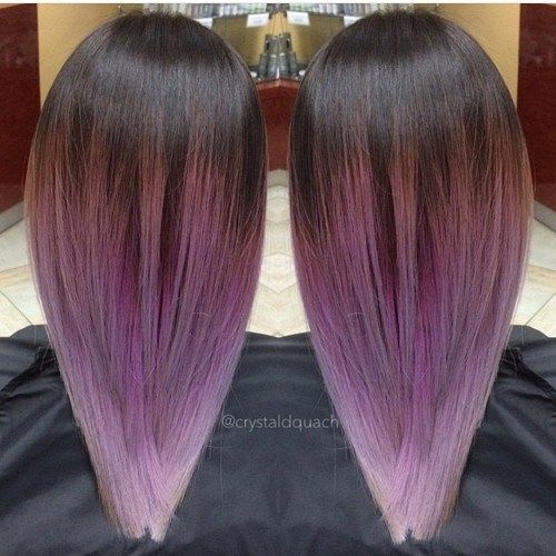 temný brown to lavender ombre