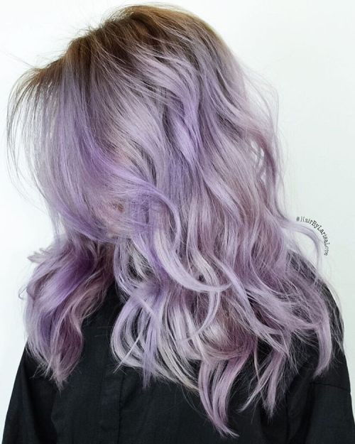 Střední Layered Pastel Purple Hair