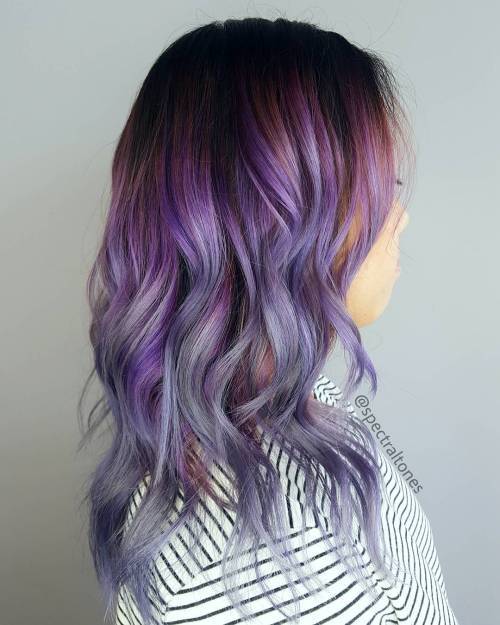Vícebarevný Purple Balayage Hair
