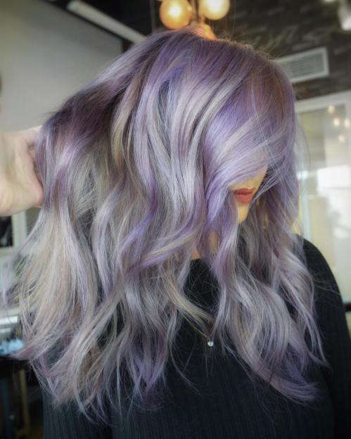 dlouho wavy pastel purple hair