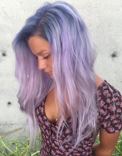 Dlouho Pastel Purple Hair With Blue Roots