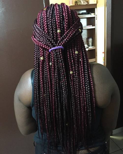 наполовина up ponytail for box braids with beads