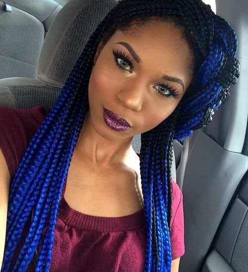 ярък blue long box braids