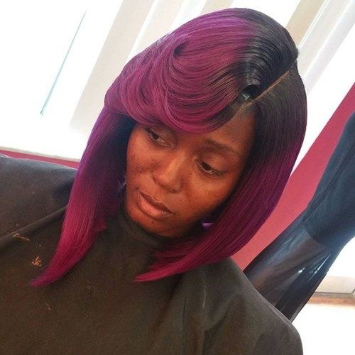 střední asymmetrical hairstyle for black women