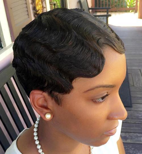 много short hairstyle with finger waves
